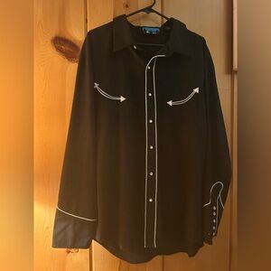 Men's Western Black Dress Shirt with Piping, gorgeous buttons .